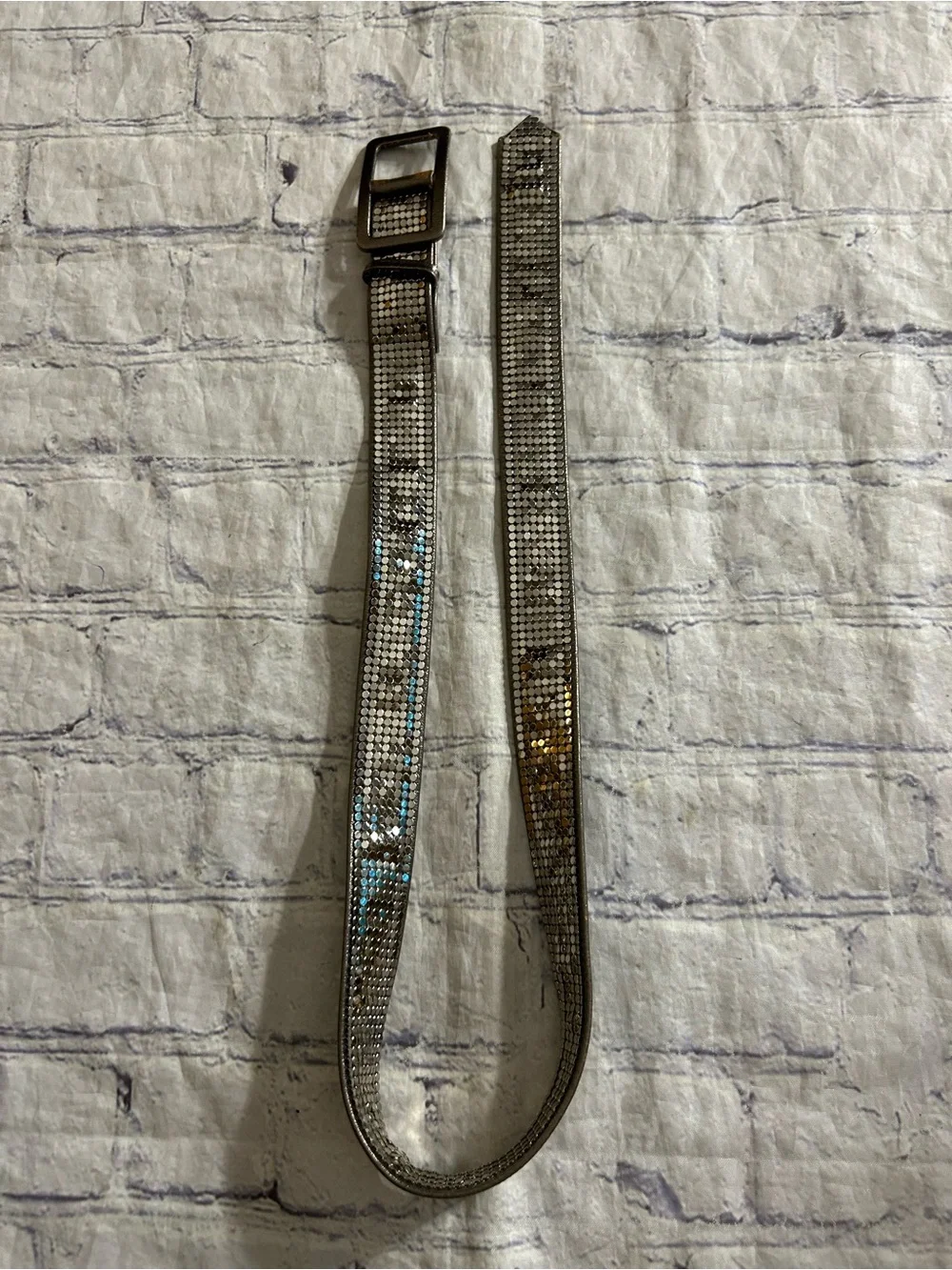 LOT OF (3) EMBELLISHED SILVER PRINT DETAILS RHINESTONES SEQUINS & CROC BELTS